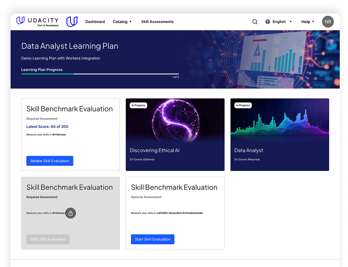 Targeted learning plan interface