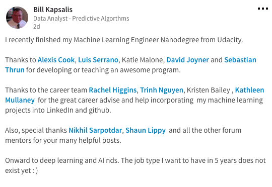 Bill - Udacity - Lifelong Learning