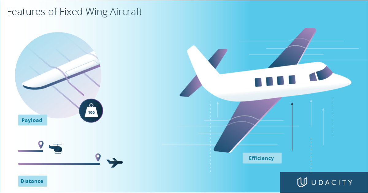 Fixed wing airplane features illustration diagram