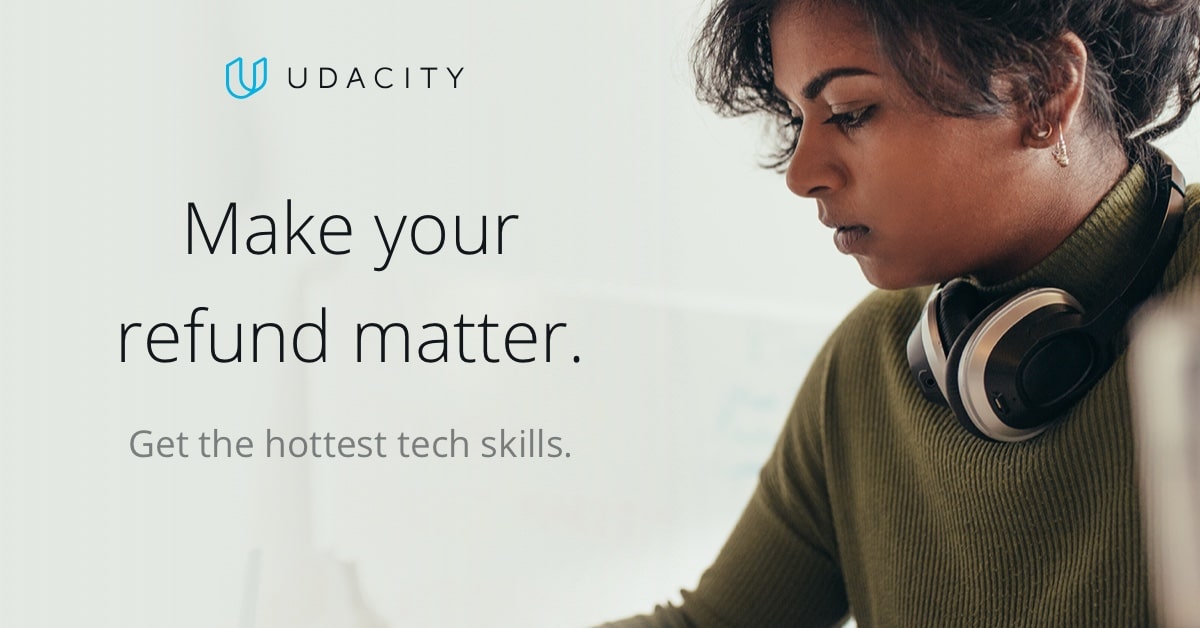 Female programmer learning in-demand skills with Udacity
